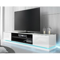 Large White Gloss TV Stand with LED Lighting - TV's up to 70