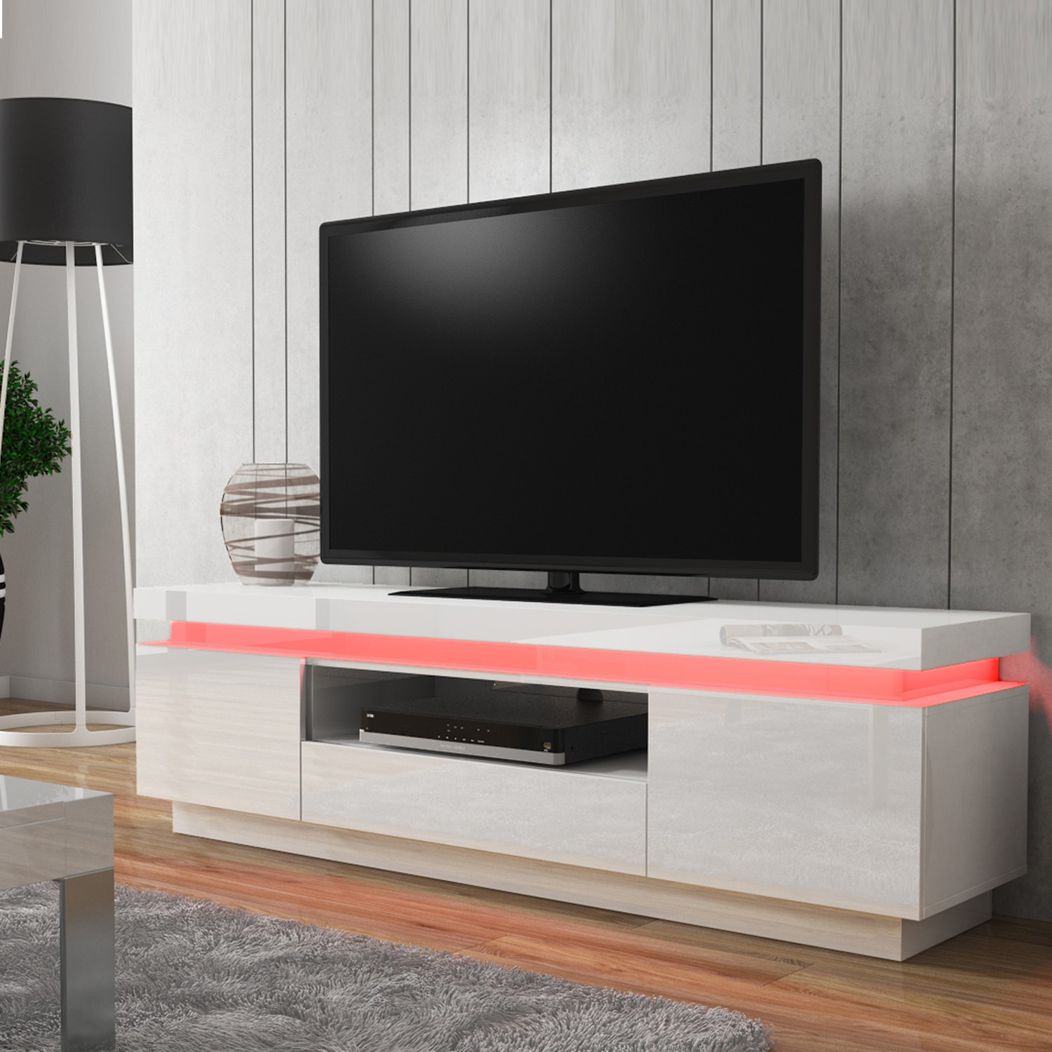 Evoque Led Light Effects White High Gloss Tv Unit Evq002