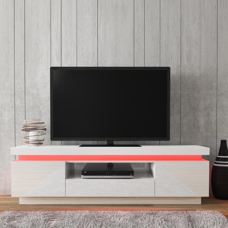 Evoque LED Light Effects White High Gloss TV Unit