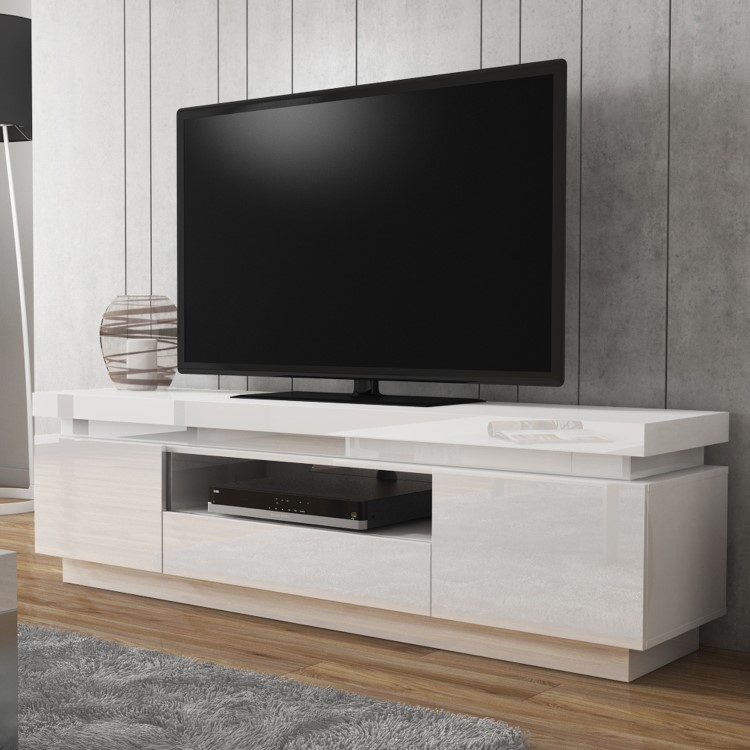 Evoque LED Light Effects White High Gloss TV Unit