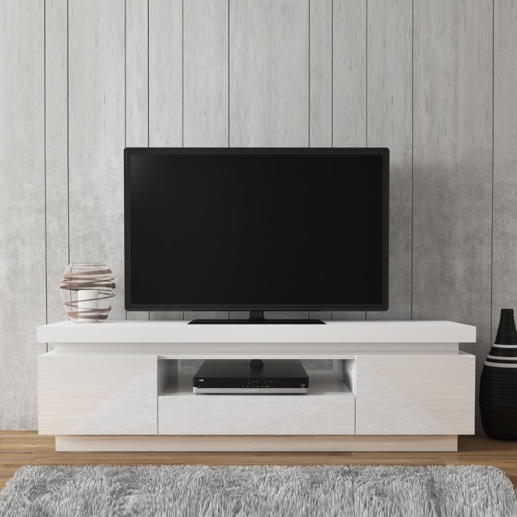 Evoque LED Light Effects White High Gloss TV Unit
