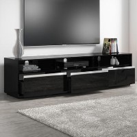 Black High Gloss XL TV Unit with Sound Bar Shelf - TV's up to 80
