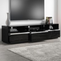 Large Black Gloss TV Unit with Storage Drawers- TVs up to 80" - Evoque Large Black Gloss TV Unit with Storage Drawers- TVs up to 80" - Evoque