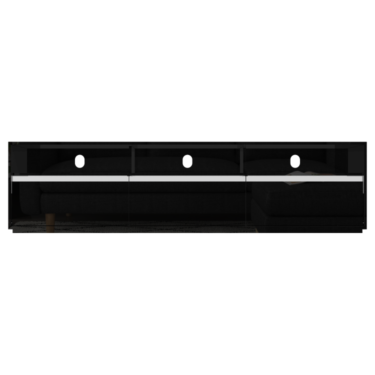 GRADE A1 - Black High Gloss XL TV Unit with Sound Bar Shelf - TV's up to 80" - Neo