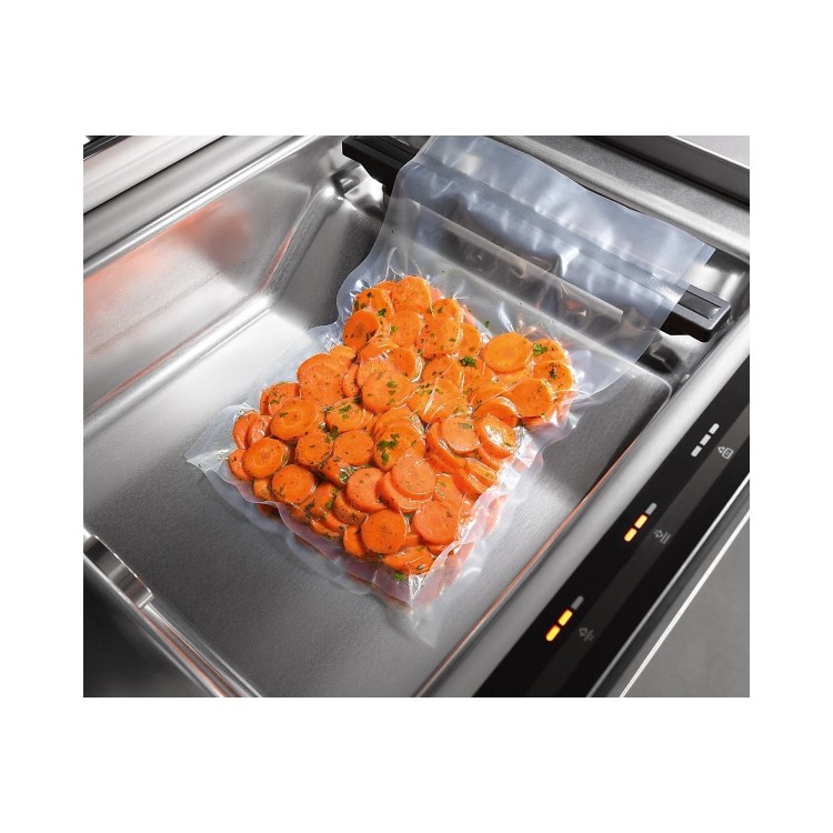 Miele EVS6114 14cm High Vacuum Drawer For Sous Vide Cooking - Black Glass With Wide CleanSteel Trim