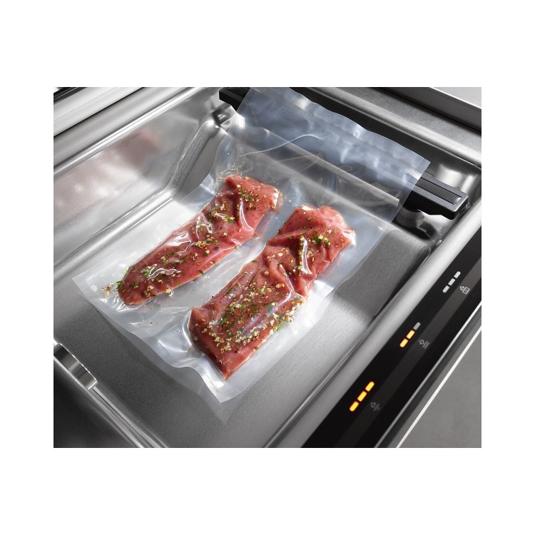 Miele EVS6114 14cm High Vacuum Drawer For Sous Vide Cooking - Black Glass With Wide CleanSteel Trim