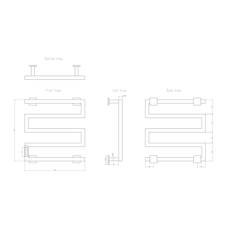 Reina Vispa Brass Designer Towel Radiator 510 x 500mm