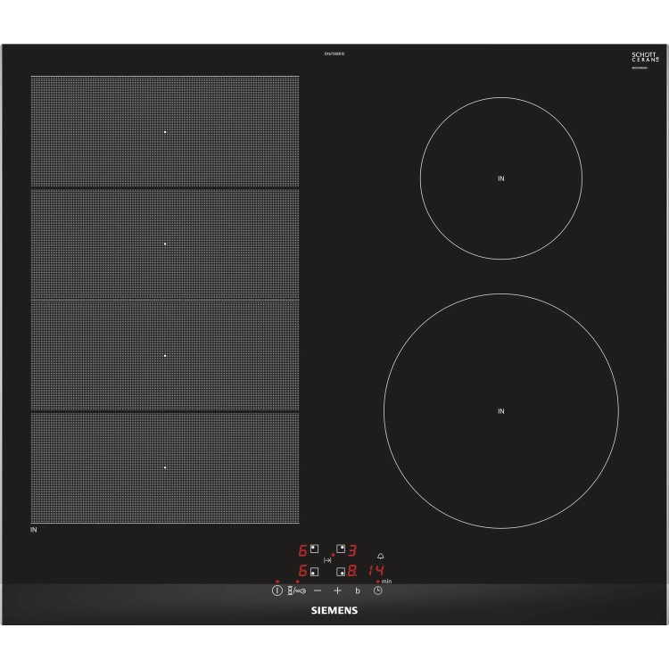 Siemens EX675BEB1E iQ700 Flexinduction 60cm 4 Zone Induction Hob with Bevelled Front Edge