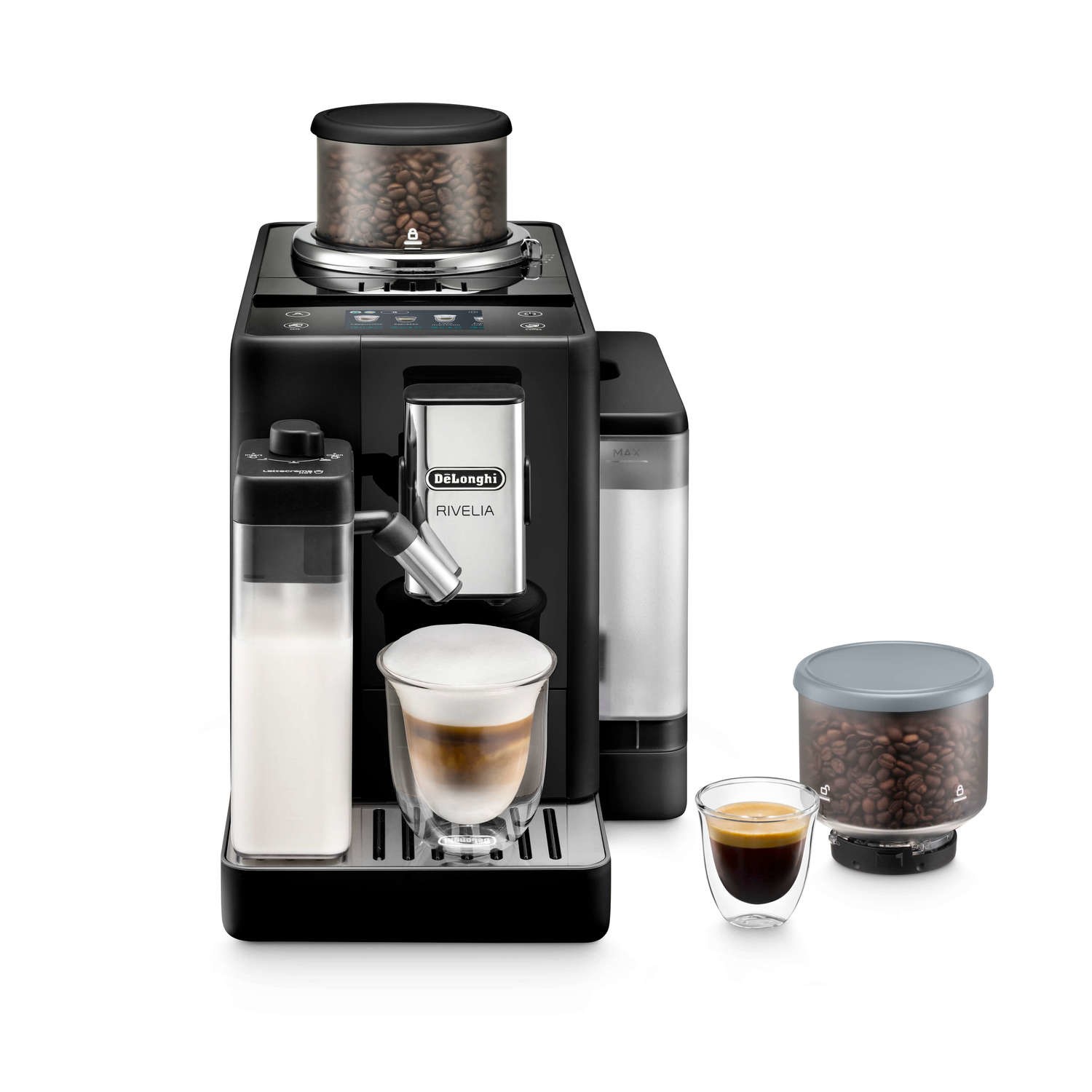 Delonghi Rivelia EXAM440.55.B Fully Automatic Bean to Cup Freestanding Coffee Machine with Milk Frother - Black