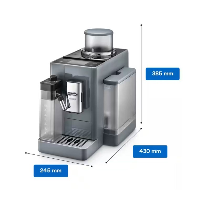 De’Longhi EXAM440.55.G Rivelia – Pebble Grey Automatic Compact Bean-to-Cup Coffee Machine with Milk Frother