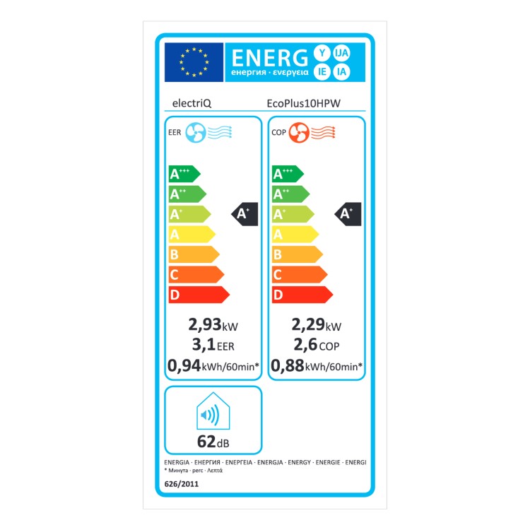 electriQ EcoPlus 10000 BTU  A+ Low Energy  Smart Quiet Portable AC & Heater