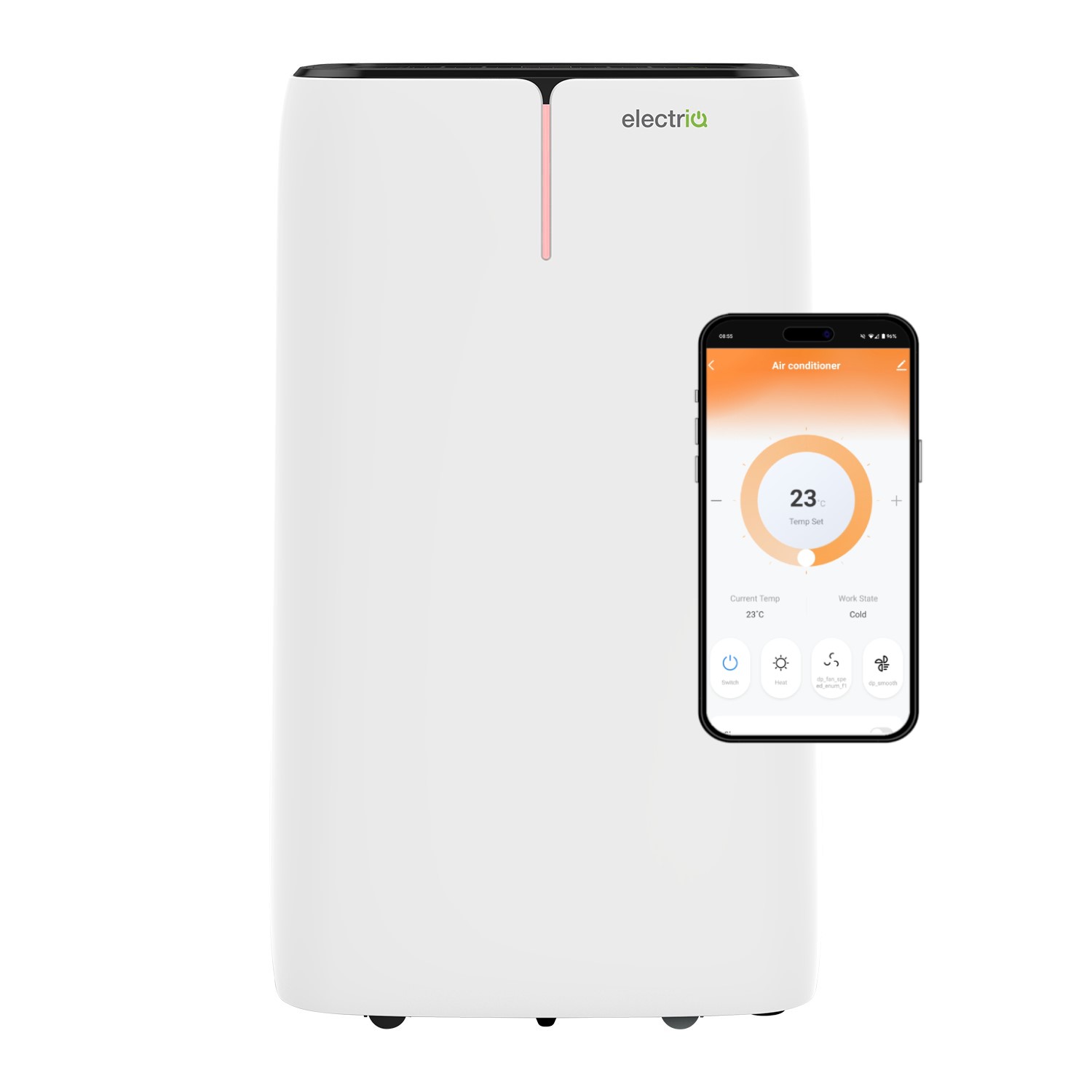 Refurbished electriQ EcoSilent 12000 BTU Smart WiFi Portable Air Conditioner with Heat Pump for room
