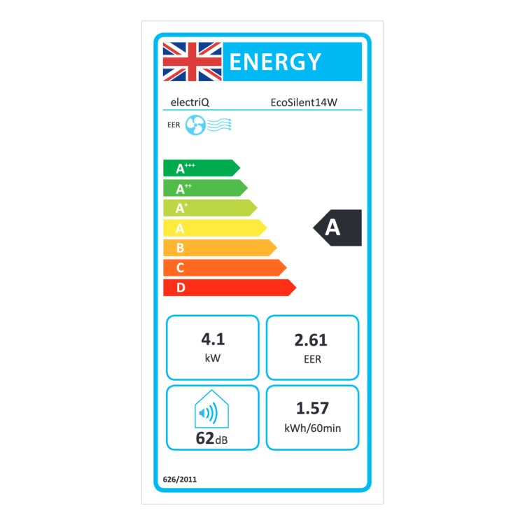 electriQ EcoSilent 14000 BTU Smart Portable Air Conditioner HEPA-Ready with Quiet DC Fan & Sleep Mode