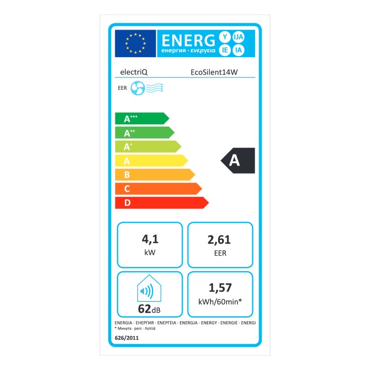 GRADE A2 - electriQ EcoSilent 14000 BTU Smart Quiet Portable Air Conditioner