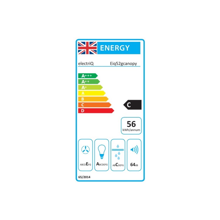 electriQ 52cm Canopy Cooker Hood with Gesture Controls - Black