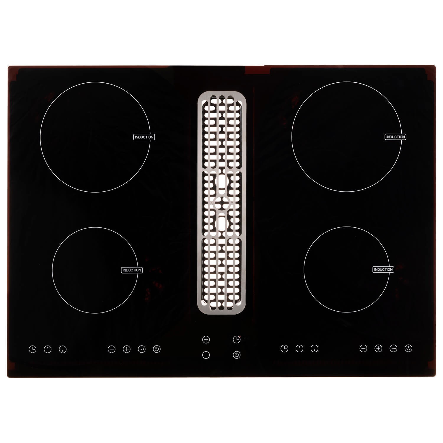 electriQ 70cm Induction Hob with Built In Extractor - 3 custom coloured grills