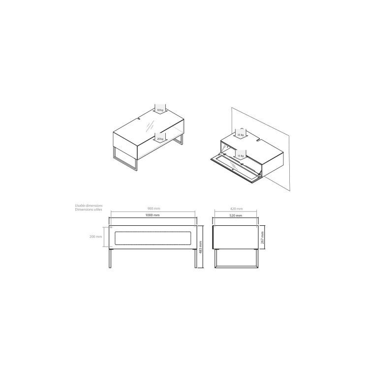 Norstone Khalm Black TV Stand - Up to 42 Inch