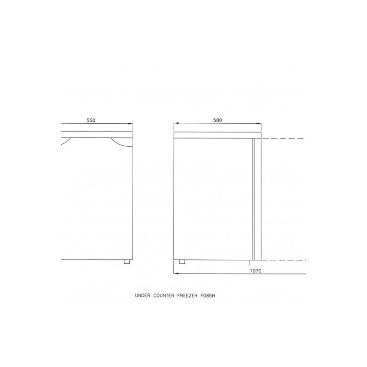 White Knight F085H 55cm Wide Freestanding Upright Under Counter Freezer - White