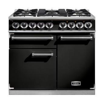Falcon Deluxe 100cm Double Oven Dual Fuel Range Cooker - Black