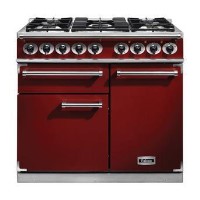 Falcon 98500 1000 Deluxe Dual Fuel Range Cooker - Cherry Red - Gloss Pan Stands