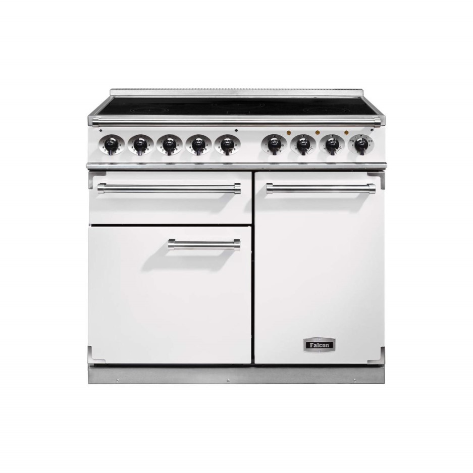 Falcon 100150 1000 Deluxe 100cm Electric Range Cooker With Induction Hob White F1000DXEIWHN