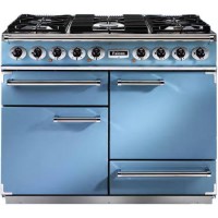Falcon 80590 - 1092 Deluxe 110cm Dual Fuel Range Cooker - China Blue And Nickel - Gloss Pan Stands