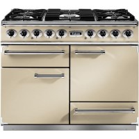 GRADE A2 - Light cosmetic damage - Falcon 76850 - 1092 Deluxe 110cm Dual Fuel Range Cooker - Cream And Chrome - Matt Pan Stands