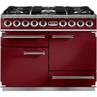 Falcon 80600 - 1092 Deluxe 110cm Dual Fuel Range Cooker - Cranberry And Nickel - Matt Pan Stands