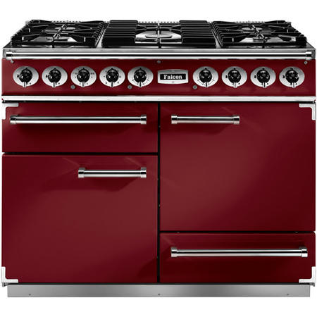 Falcon 80600 - 1092 Deluxe 110cm Dual Fuel Range Cooker - Cranberry And Nickel - Matt Pan Stands