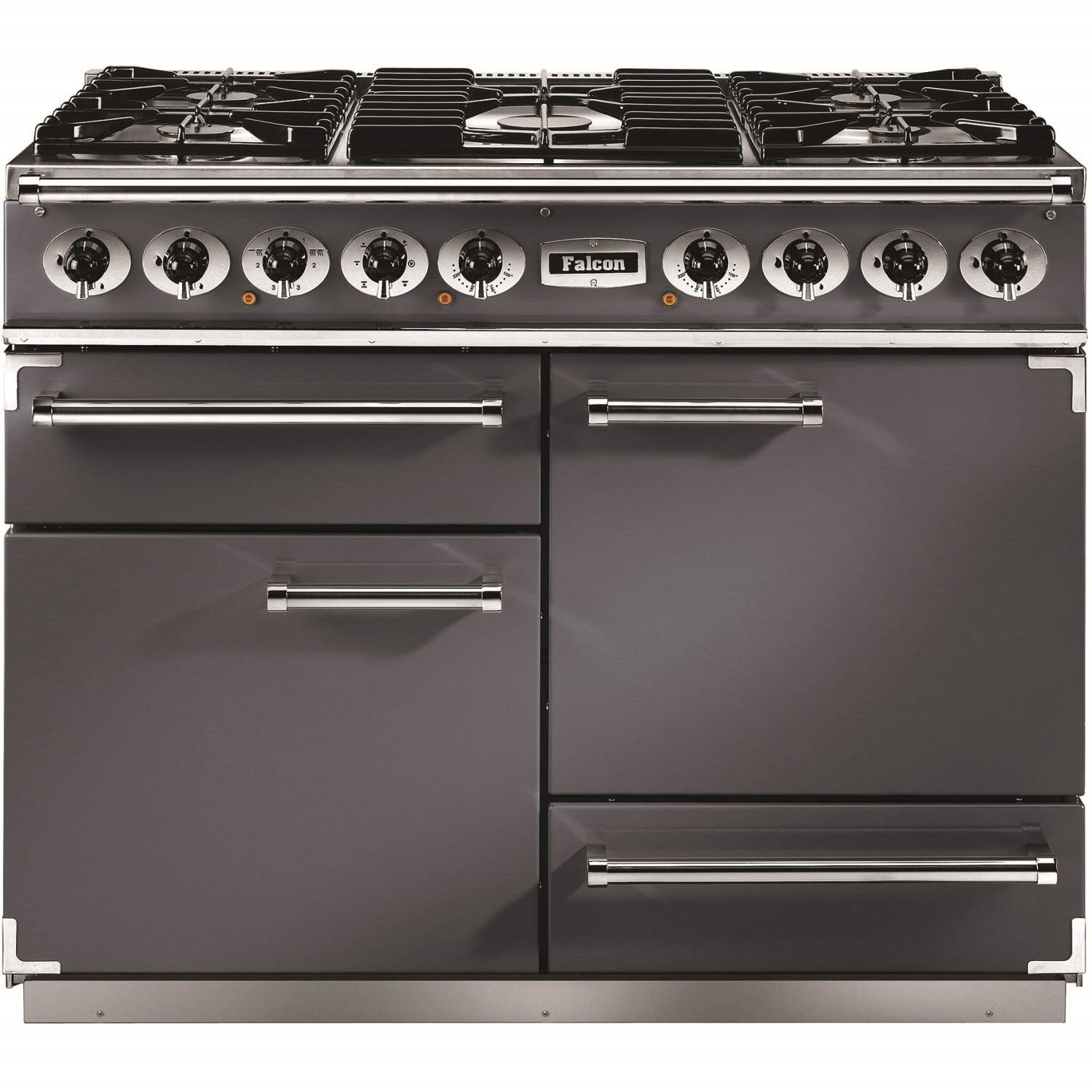 Falcon Deluxe 110cm Double Oven Dual Fuel Range Cooker - Slate Grey