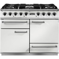 Falcon 82300 - 1092 Deluxe 110cm Dual Fuel Range Cooker - White And Nickel - Matt Pan Stands