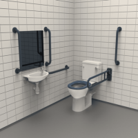Close coupled Doc M toilet pack stainless steel concealed fixings dark blue Close coupled Doc M toilet pack stainless steel concealed fixings dark blue