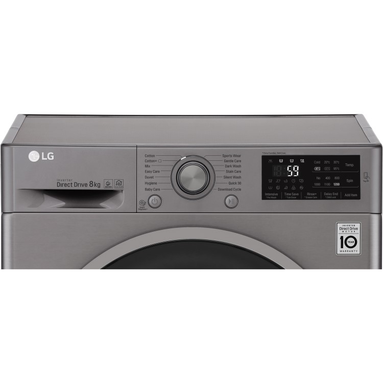 GRADE A2 - LG F2J6TN8S 8kg 1200rpm Freestanding Washing Machine - Shiny Steel