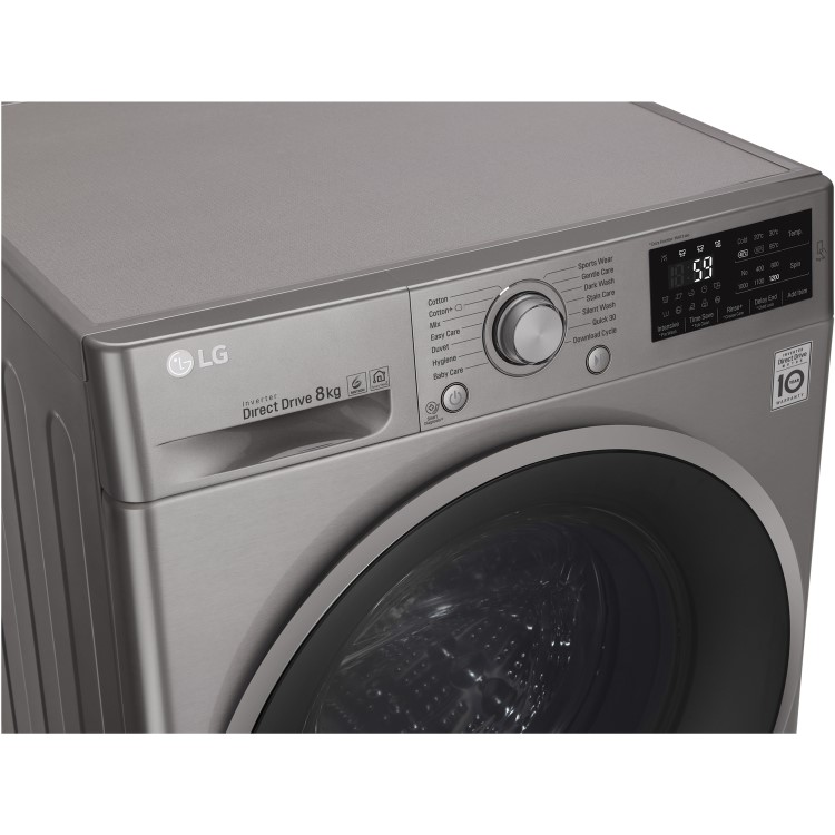 GRADE A2 - LG F2J6TN8S 8kg 1200rpm Freestanding Washing Machine - Shiny Steel