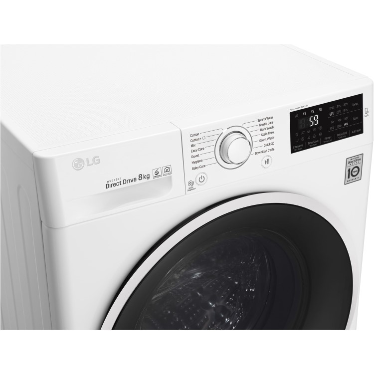LG F4J608WN 8kg 1400rpm 6Motion Direct Drive Freestanding Washing Machine With Smart Thinq - White