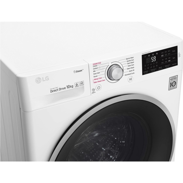 LG F4J610WS 10kg 1400rpm 6Motion Direct Drive Freestanding Washing Machine With Smart Thinq - White