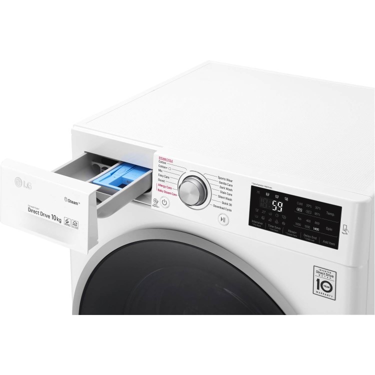 LG F4J610WS 10kg 1400rpm 6Motion Direct Drive Freestanding Washing Machine With Smart Thinq - White