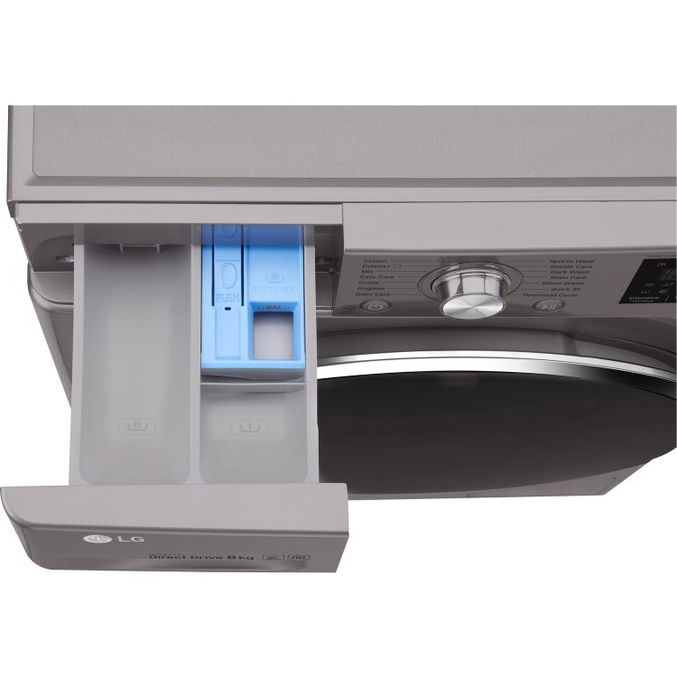 LG F4J6TN2S DirectDrive SmartThink Connectivity 8kg 1400rpm Freestanding Washing Machine-Shine Steel