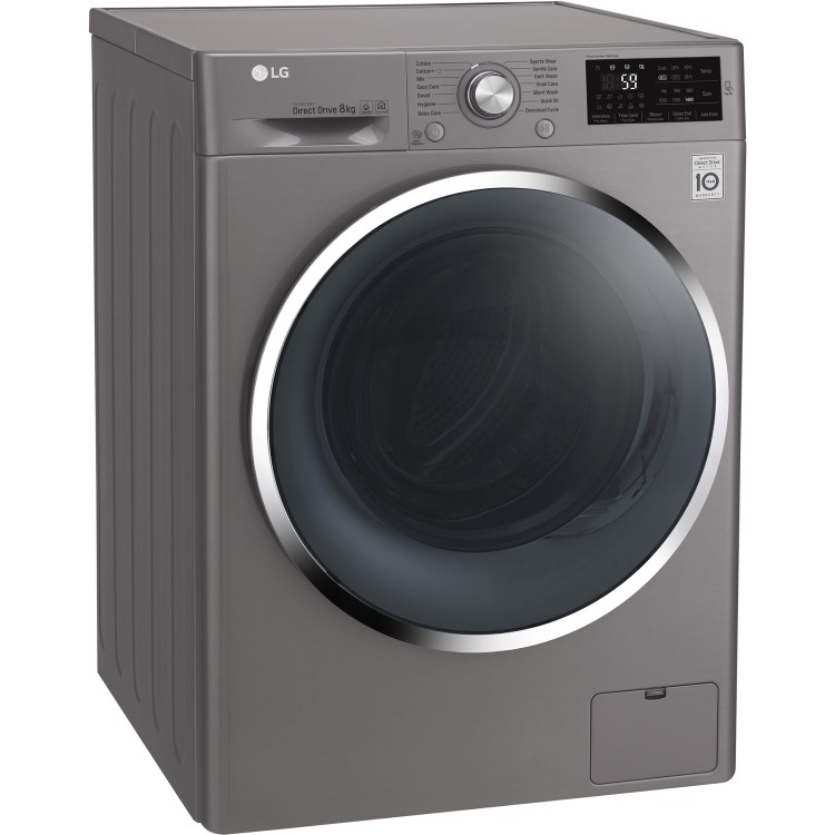 LG F4J6TN2S DirectDrive SmartThink Connectivity 8kg 1400rpm Freestanding Washing Machine-Shine Steel