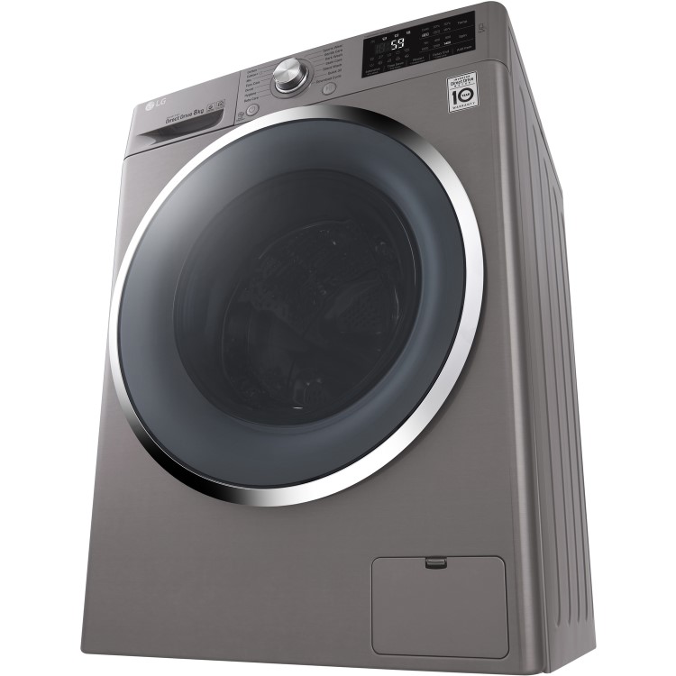LG F4J6TN2S DirectDrive SmartThink Connectivity 8kg 1400rpm Freestanding Washing Machine-Shine Steel