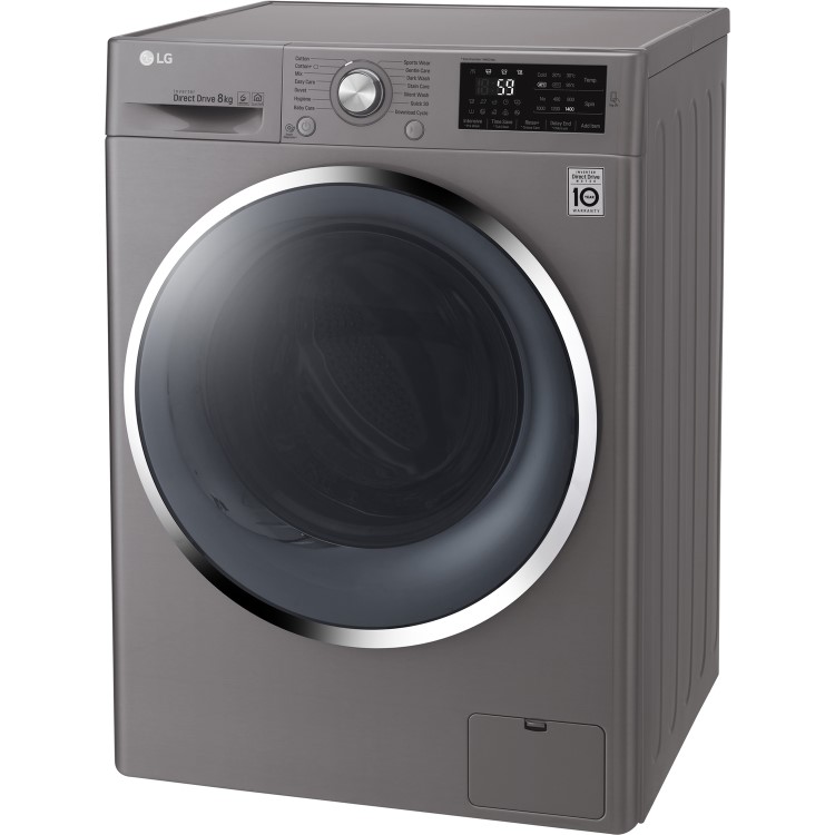 LG F4J6TN2S DirectDrive SmartThink Connectivity 8kg 1400rpm Freestanding Washing Machine-Shine Steel