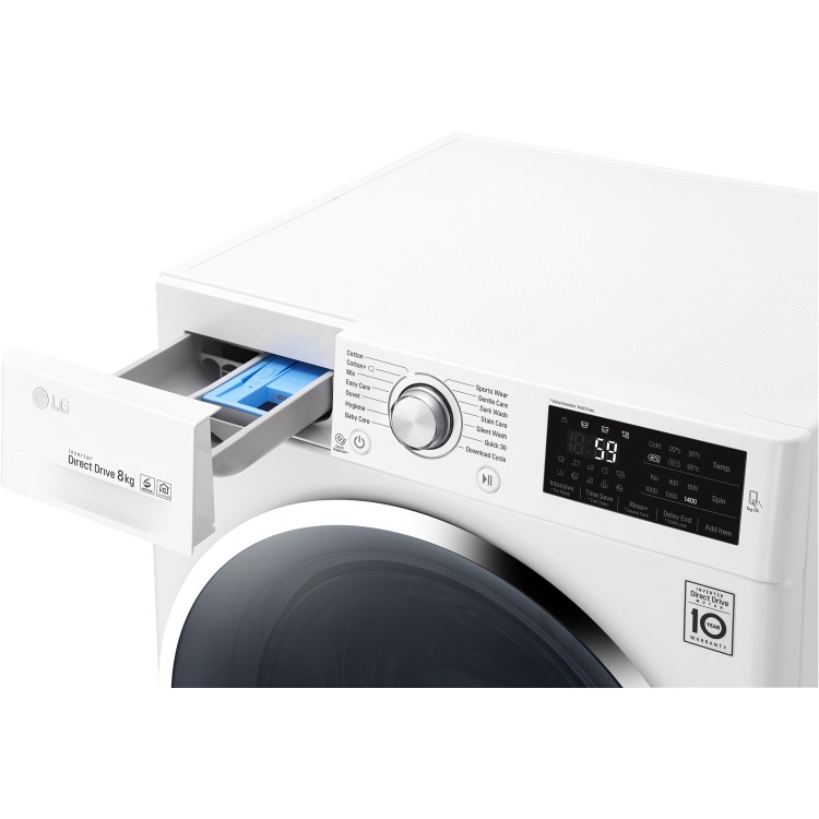 LG F4J6TN2W DirectDrive Smart 8kg 1400rpm Freestanding Washing Machine-White