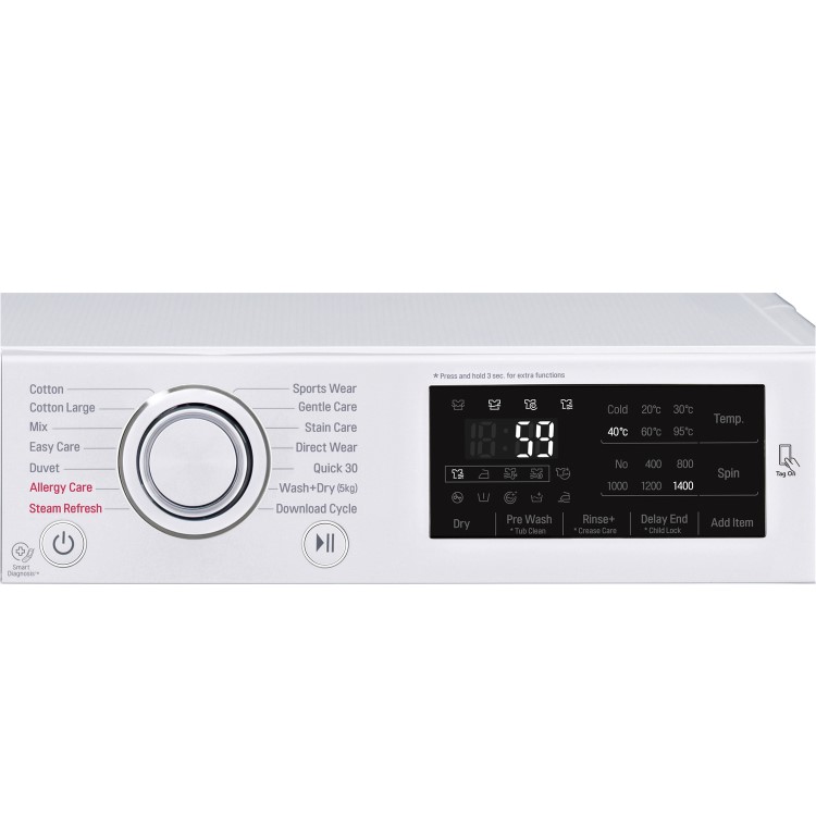 LG F4J6VG0W 9kg Wash 5kg Dry 1400rpm Direct Drive Freestanding Washer Dryer - White