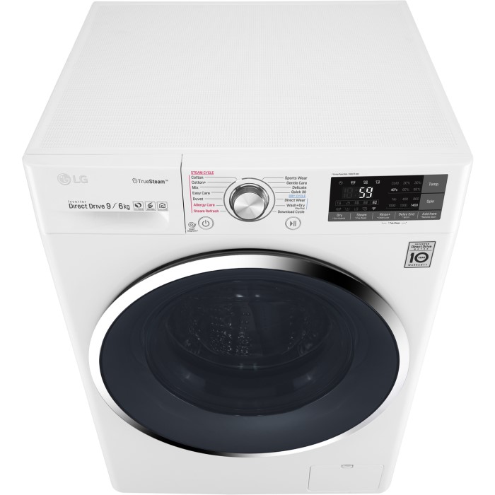 LG F4J8FH2W Smart ThinQ 9kg Wash 6kg Dry 1400rpm Freestanding Washer Dryer White Appliances