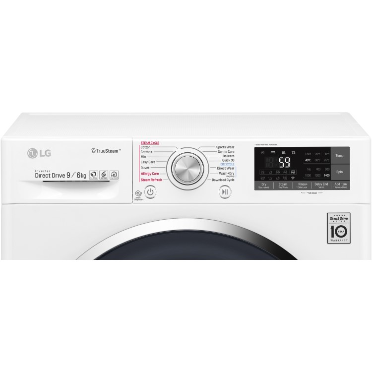 LG F4J8FH2W Smart ThinQ 9kg Wash 6kg Dry 1400rpm Freestanding Washer Dryer - White