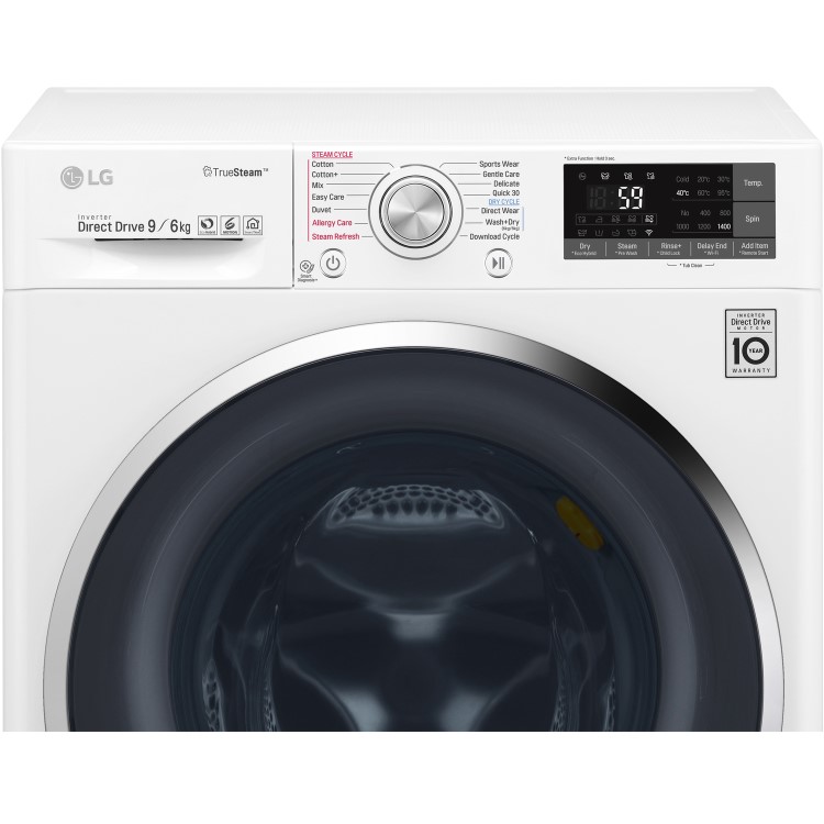 LG F4J8FH2W Smart ThinQ 9kg Wash 6kg Dry 1400rpm Freestanding Washer Dryer - White