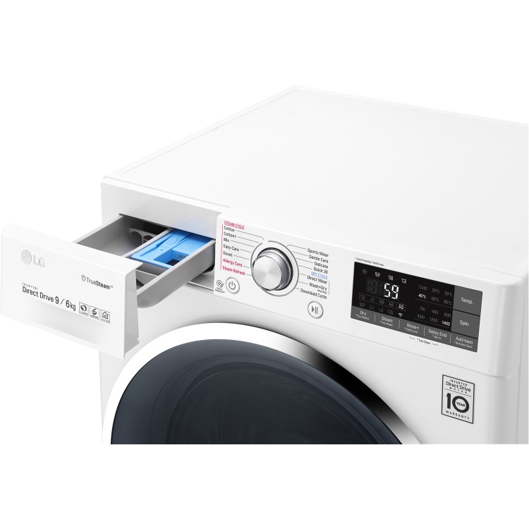 LG F4J8FH2W Smart ThinQ 9kg Wash 6kg Dry 1400rpm Freestanding Washer Dryer - White