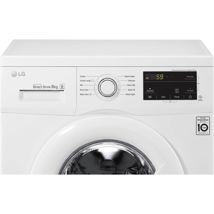 LG F4MT08W 8kg 1400rpm Direct Drive Freestanding Washing Machine 6Motion & Smart Diagnosis - White