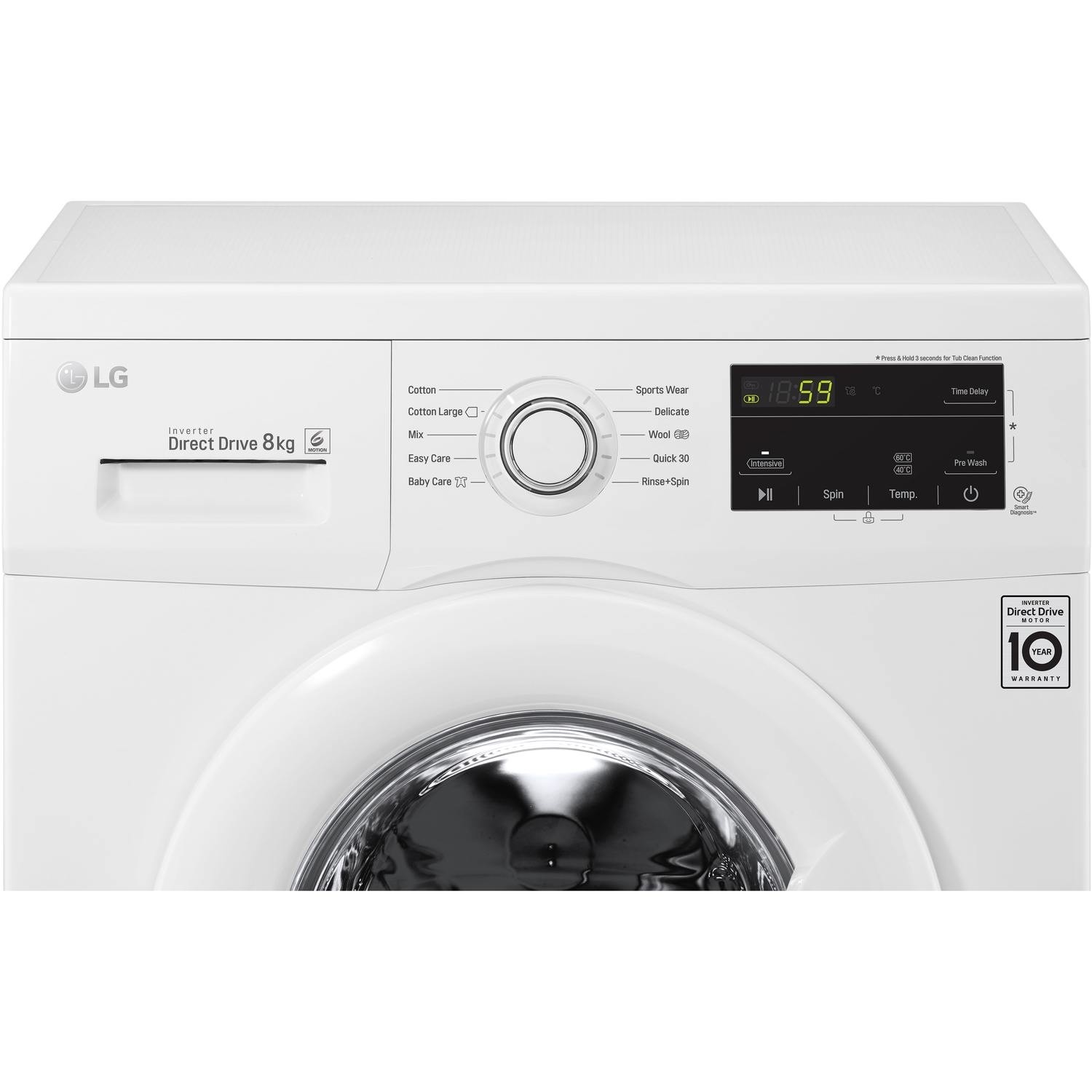 lg f4mt08w 8kg 1400rpm direct drive freestanding washing machine 6motion smart diagnosis white