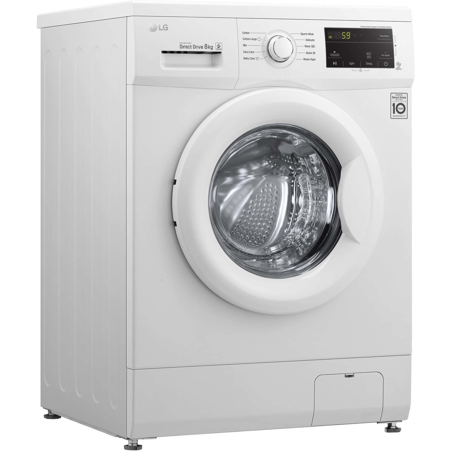 lg f4mt08w 8kg 1400rpm direct drive freestanding washing machine 6motion smart diagnosis white